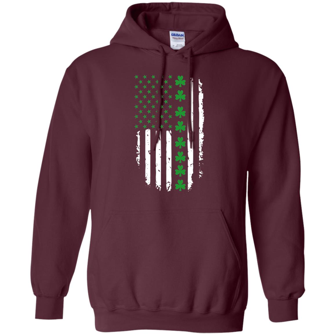 St. Patrick's Day T-shirt Irish American Flag T-shirt Maroon