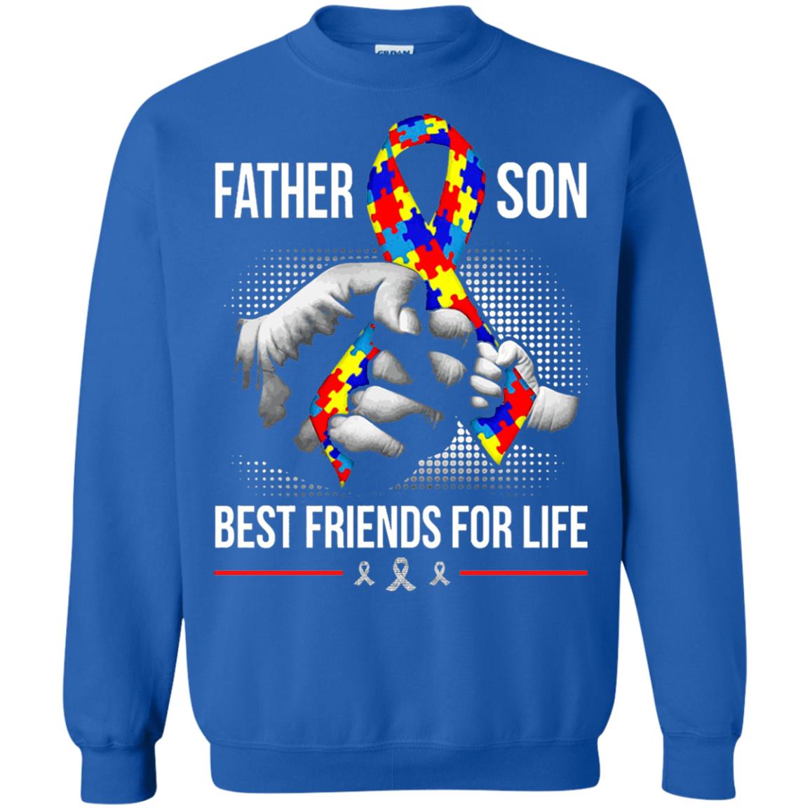 Father And Son Best Friends For Life Autism Awareness T-shirt Royal