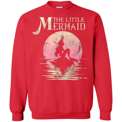 Cartoon T-shirt The Little Mermaid Ariel Rock Moon Silhouette Red