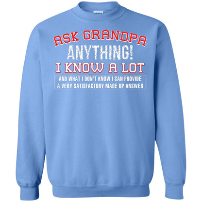 Ask Grandpa Anything I Know A Lot Funny Saying Gift Shirt For Papa Carolina Blue