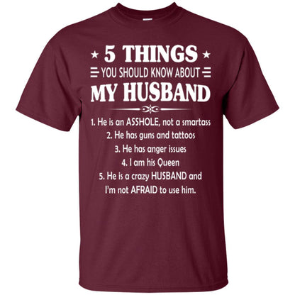 Wife T-shirt 5 Things You Should Know About My Husband Maroon