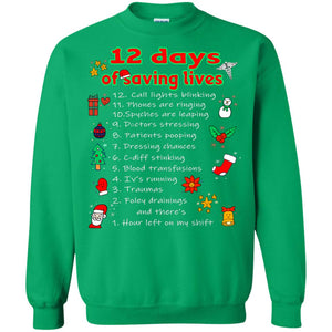 12 Days Of Saving Lives Twelve Days Of Christmas Gift ShirtG180 Gildan Crewneck Pullover Sweatshirt 8 oz.