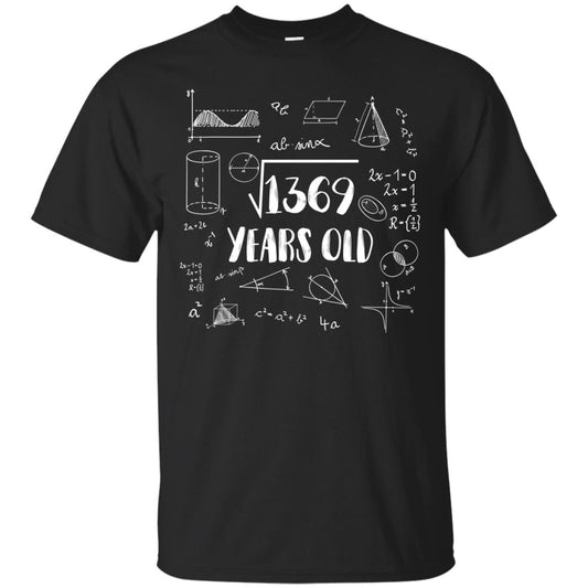 Square Root Of 1369 37th Birthday 37 Years Old Math T-shirt Black