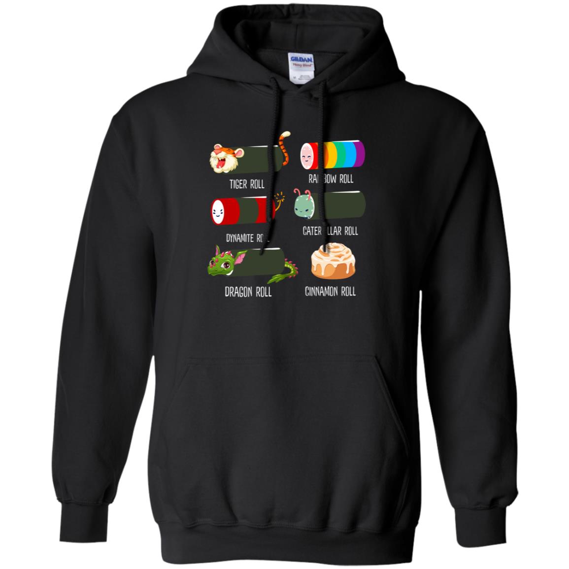 Tiger Roll Rainbow Roll Dynamite Roll Caterpillar Roll Dargon Roll Cinnamom Roll Shirt Black