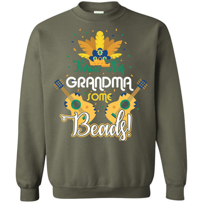 Mardi Gras T-shirt Throw This Grandma Some Beads Military Green