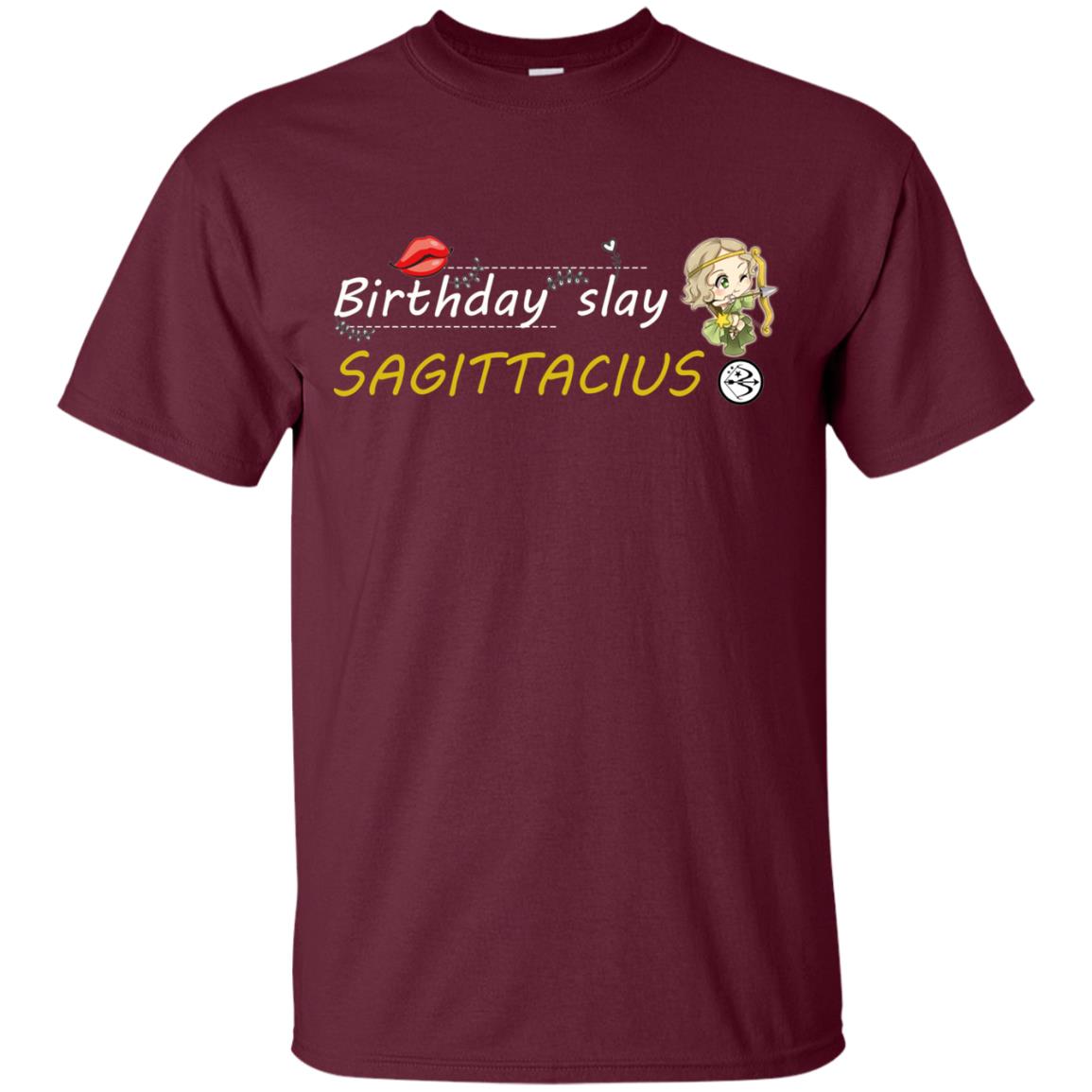 Cute Sagittarius Girl Birthday Lip Slay T-shirt Maroon