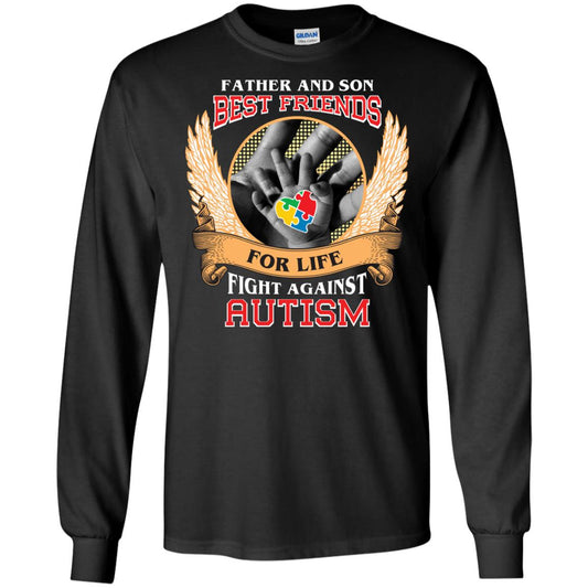 Autism Awareness T-shirt Father And Son Best Friends Black