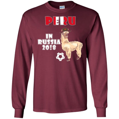 Soccer T-shirt Peru National Team Llama In Russia 2018 Cup Maroon