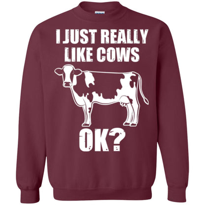 Cow Lovers T-shirt I Just Really Like Cows Ok Maroon