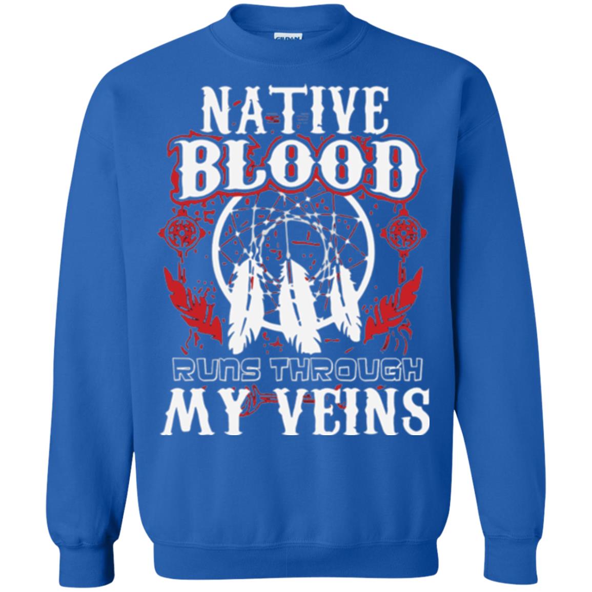 American T-shirt Native Blood Runs Through My Veins Royal