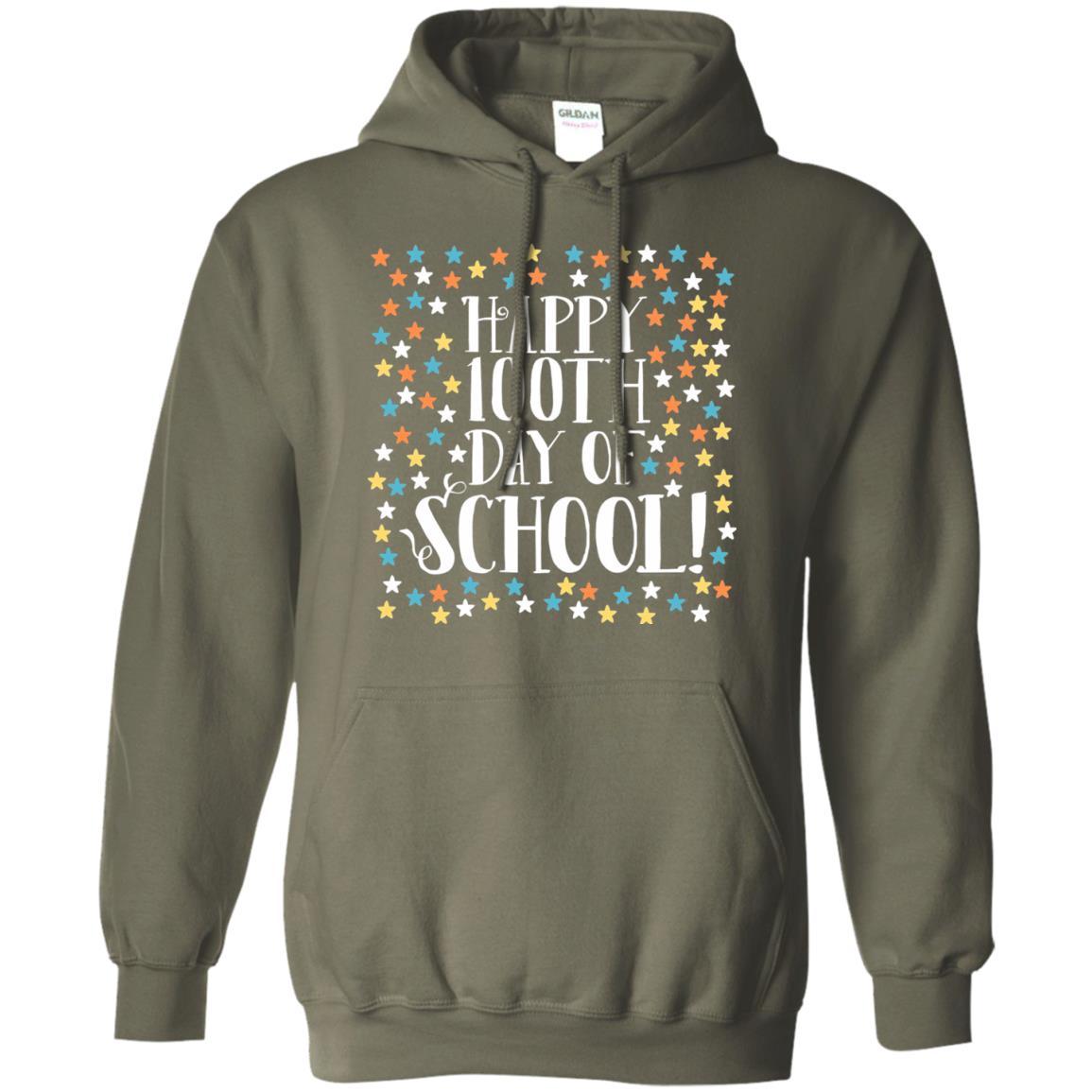 Teacher T-shirt Happy 100th Day Of School 100 Stars Military Green