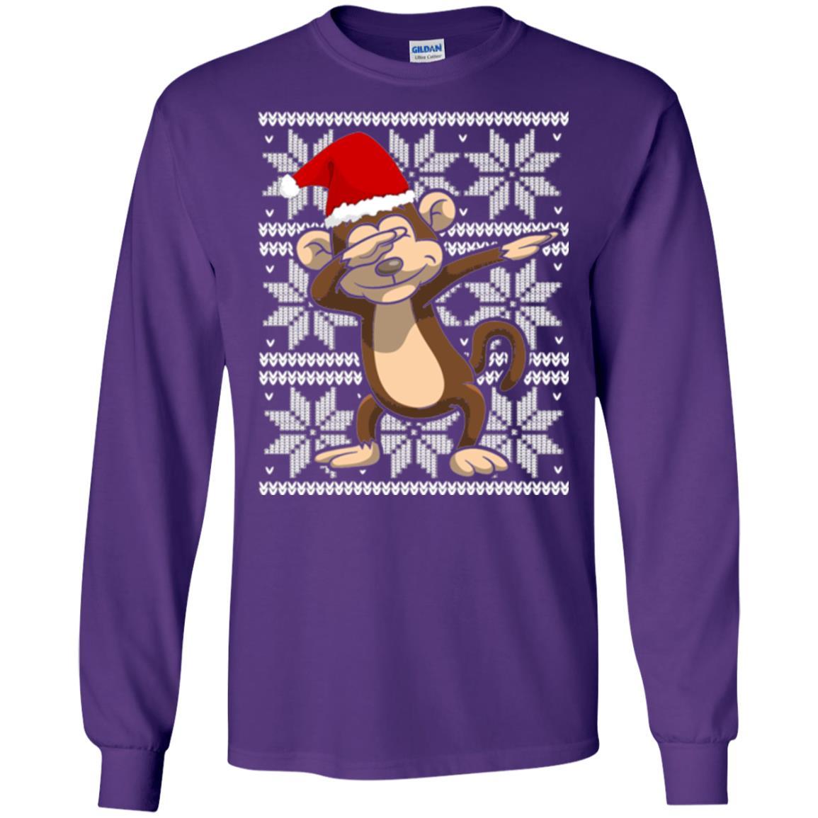 Christmas T-shirt Dabbing Monkey Purple