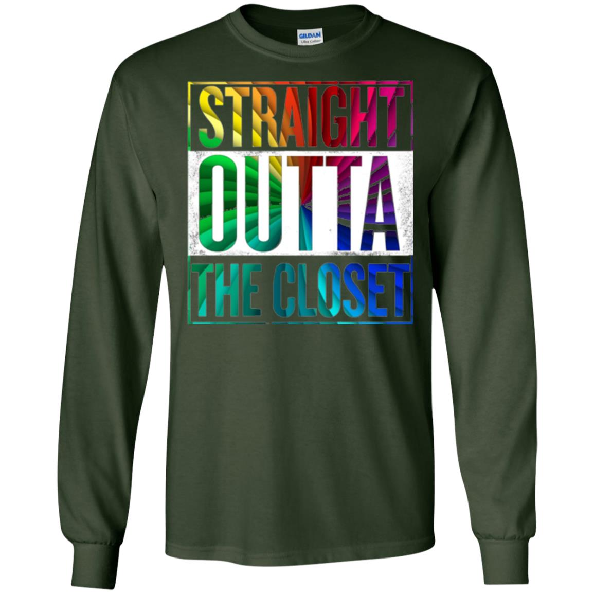 Gay Pride Lgbt T-shirt Straight Outta The Closet Forest Green
