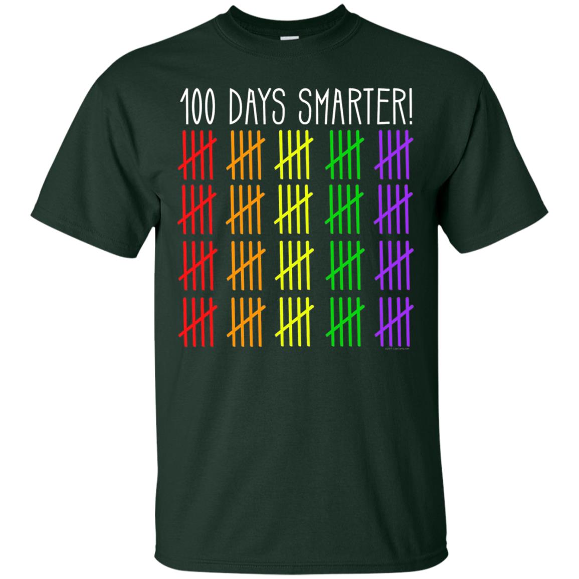 Kids T-shirt 100 Days Smarter Counting Hash Marks Days Of School Forest Green