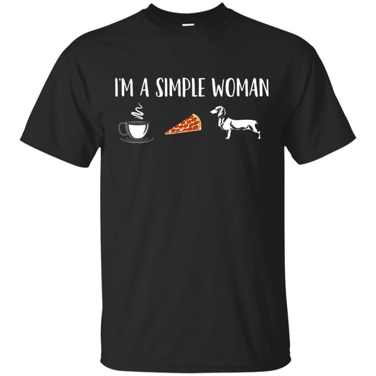 Im A Simple Woman Coffee Pizza Doxie Dachshund Lover T-shirt Black