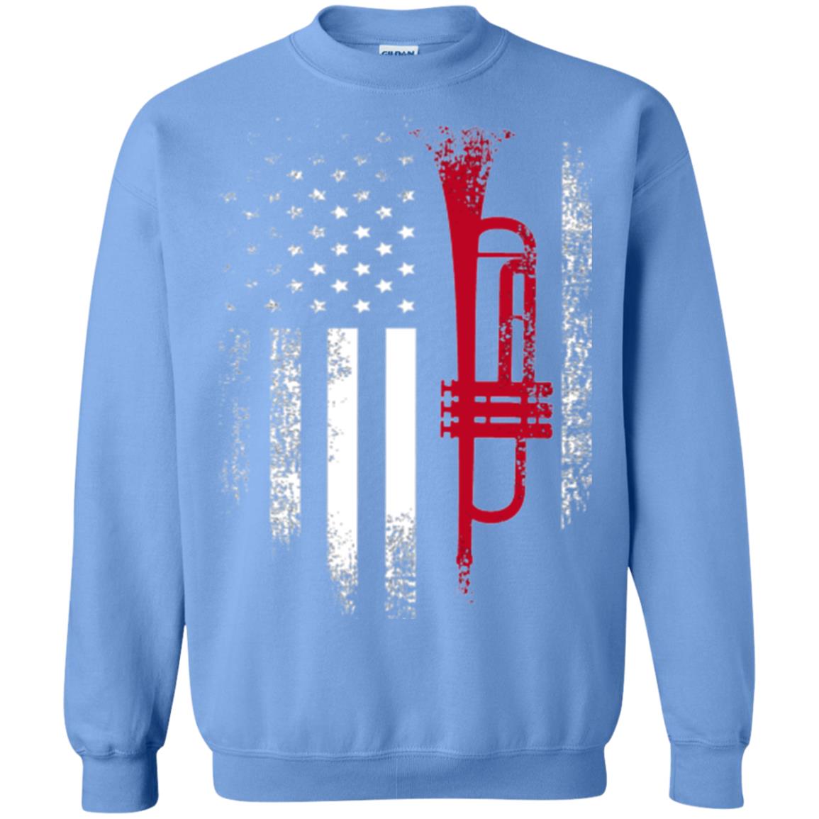 Trumpet Lovers T-shirt American Flag Carolina Blue