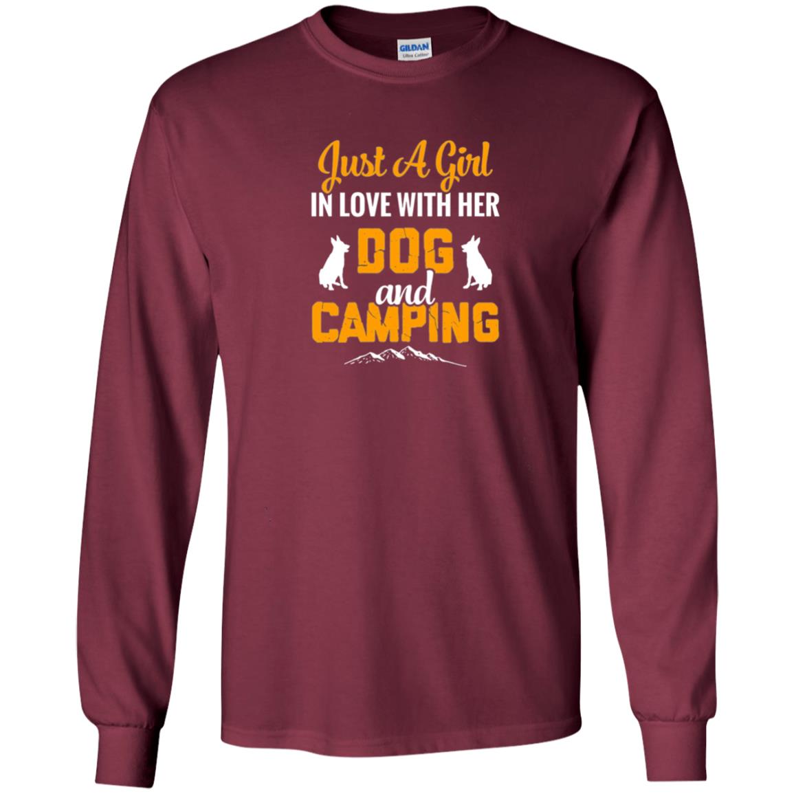 Just A Girl In Love With Her Dog And Camping Dog Lover T-shirt Maroon