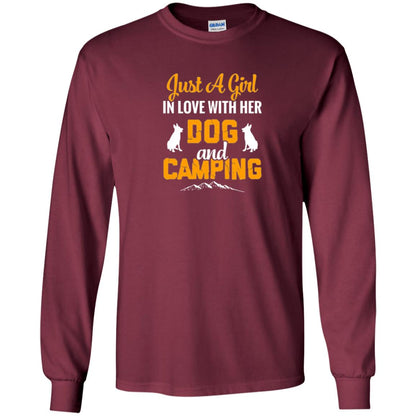 Just A Girl In Love With Her Dog And Camping Dog Lover T-shirt Maroon