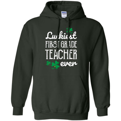 Luckiest First Grade Teacher Ever St. Patricks Day T-shirt Forest Green
