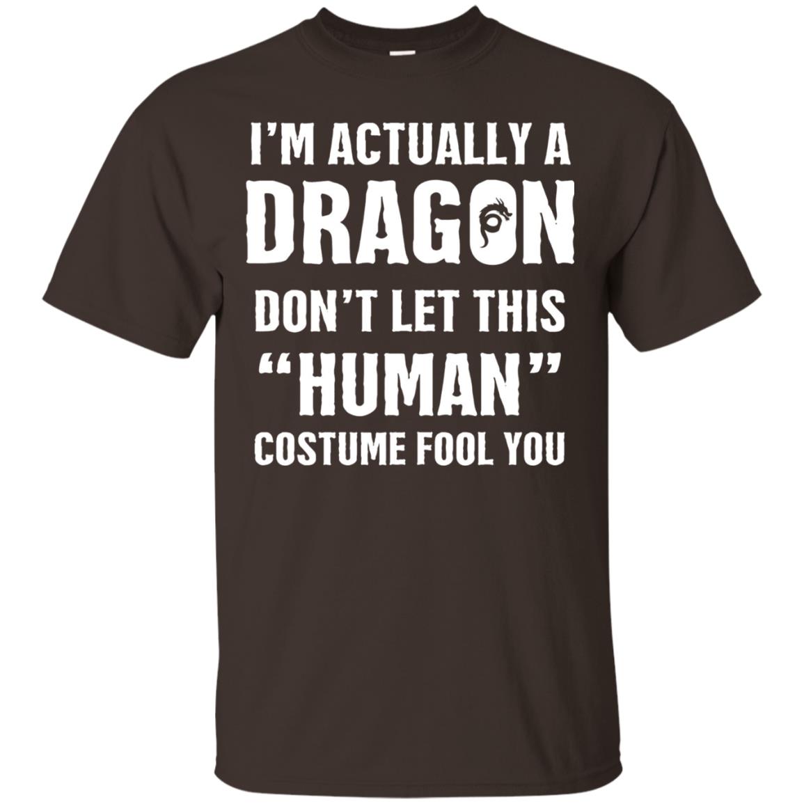 I_m Actually A Dragon Funny Halloween T-shirt Dark Chocolate