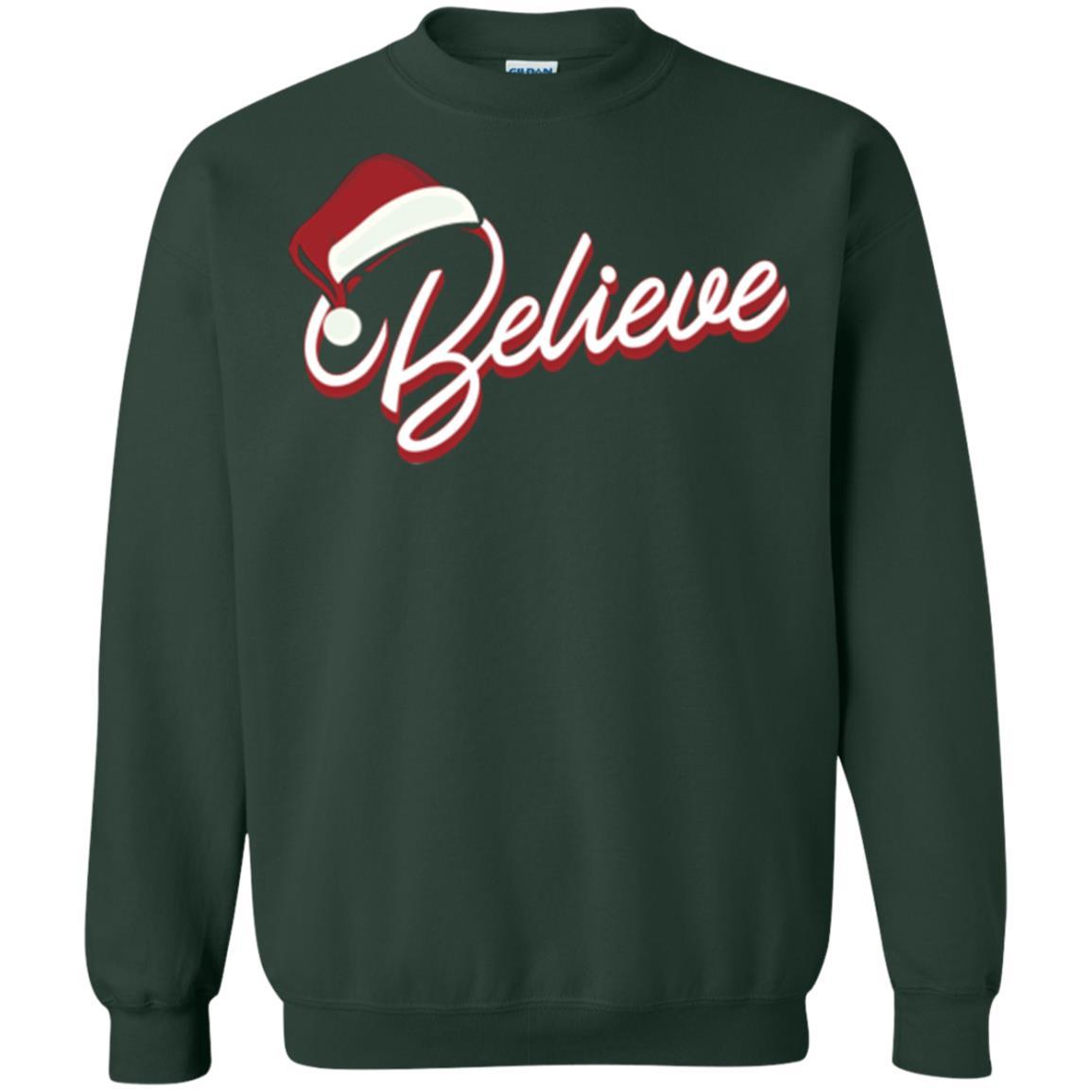 Christmas T-shirt Believe In Santa Claus Forest Green