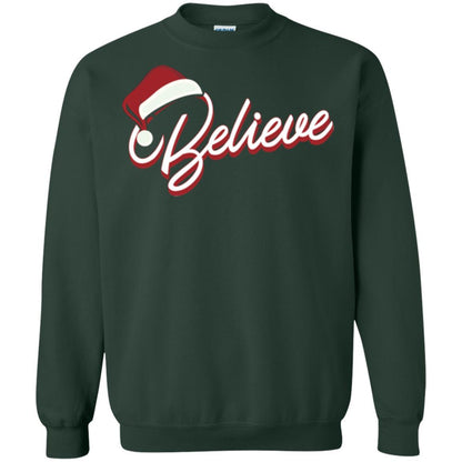 Christmas T-shirt Believe In Santa Claus Forest Green