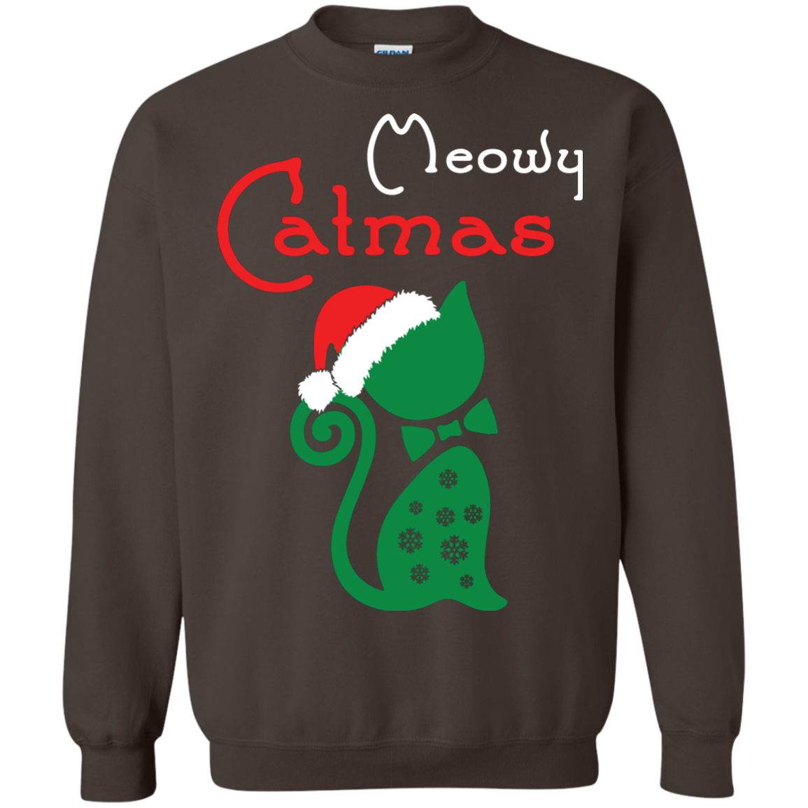 Cat Christmas T-Shirt Meowy Catmas Dark Chocolate