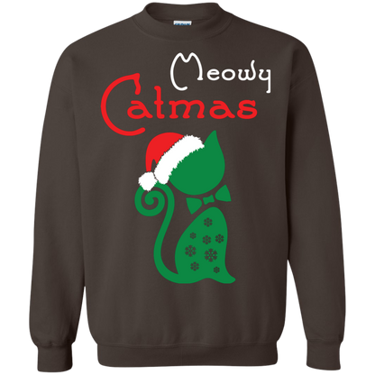 Cat Christmas T-Shirt Meowy Catmas Dark Chocolate