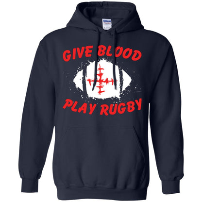 Football Lover T-shirt Give Blood Play Rugby Navy