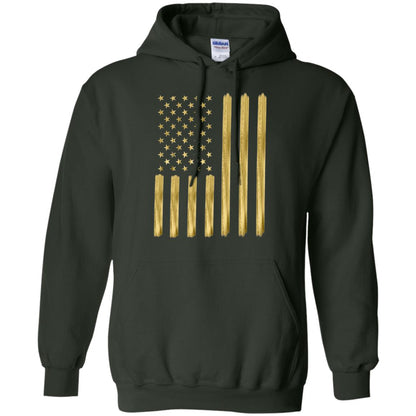 Faux Gold Paint American Flag T-shirt Forest Green