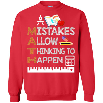 Math Lover T-shirt Mistakes Allow Thinking To Happen Red