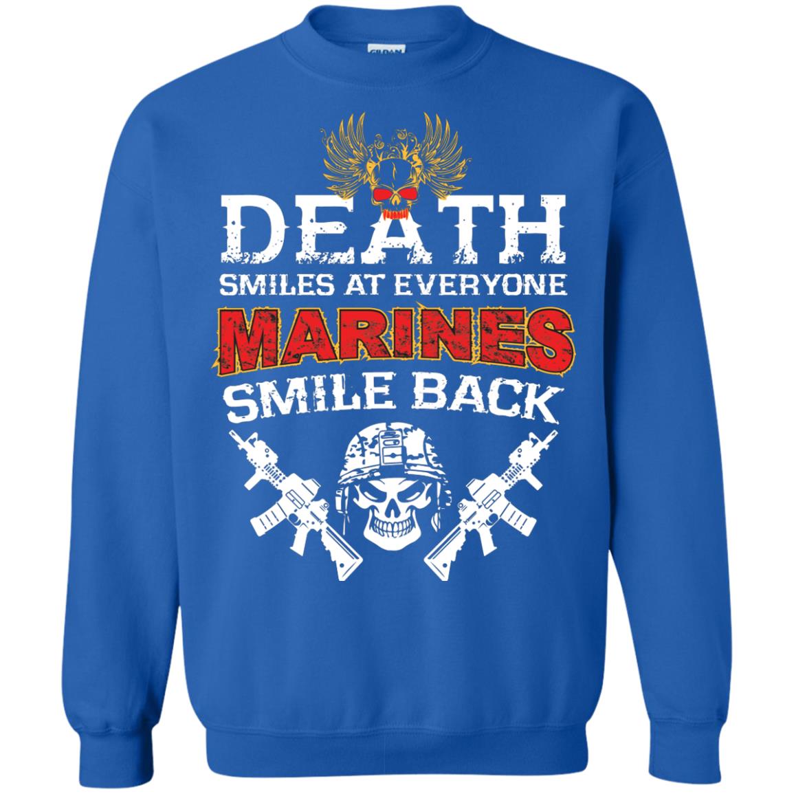 Death Smiles At Everyone Marines Smile Back Shirt Royal