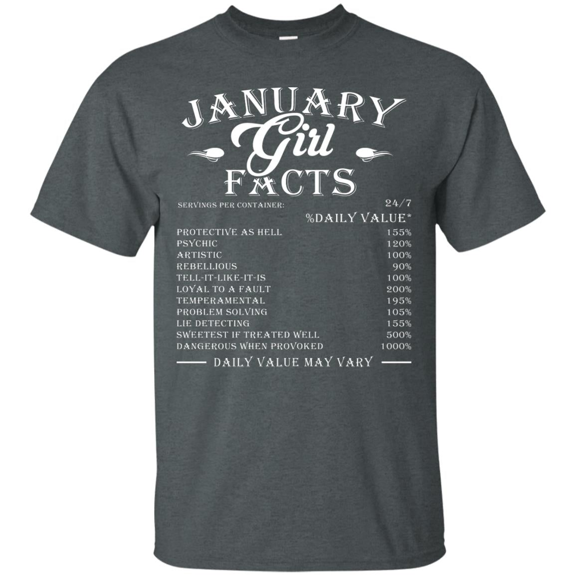 January Girl Facts Facts T-shirt Dark Heather