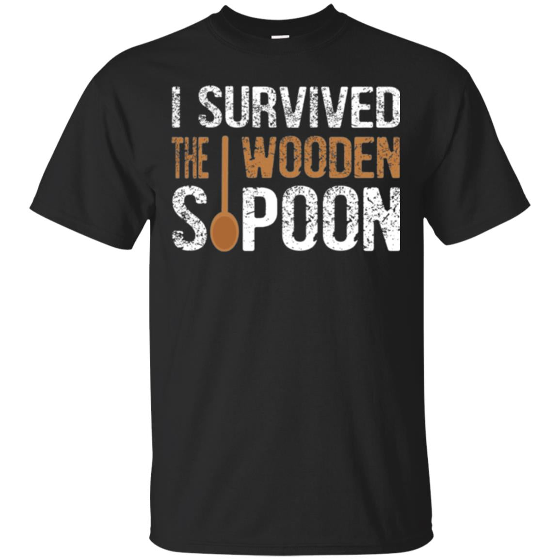 Spoon T-shirt I Survived The Wooden Spoon Black