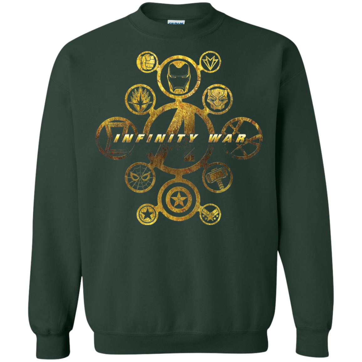 Infinity War Gold Hero Movie T-shirt Forest Green