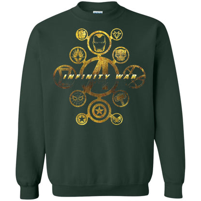 Infinity War Gold Hero Movie T-shirt Forest Green