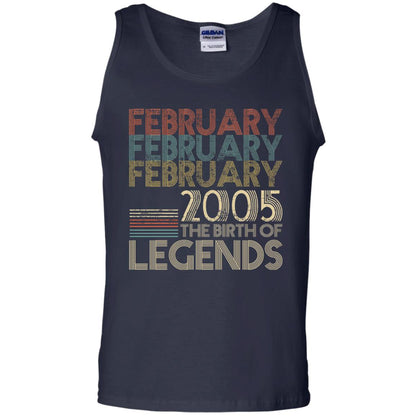 February Retro Classic Vintage 2005 The Birth Of Legends 13th Birthday T-shirt Navy