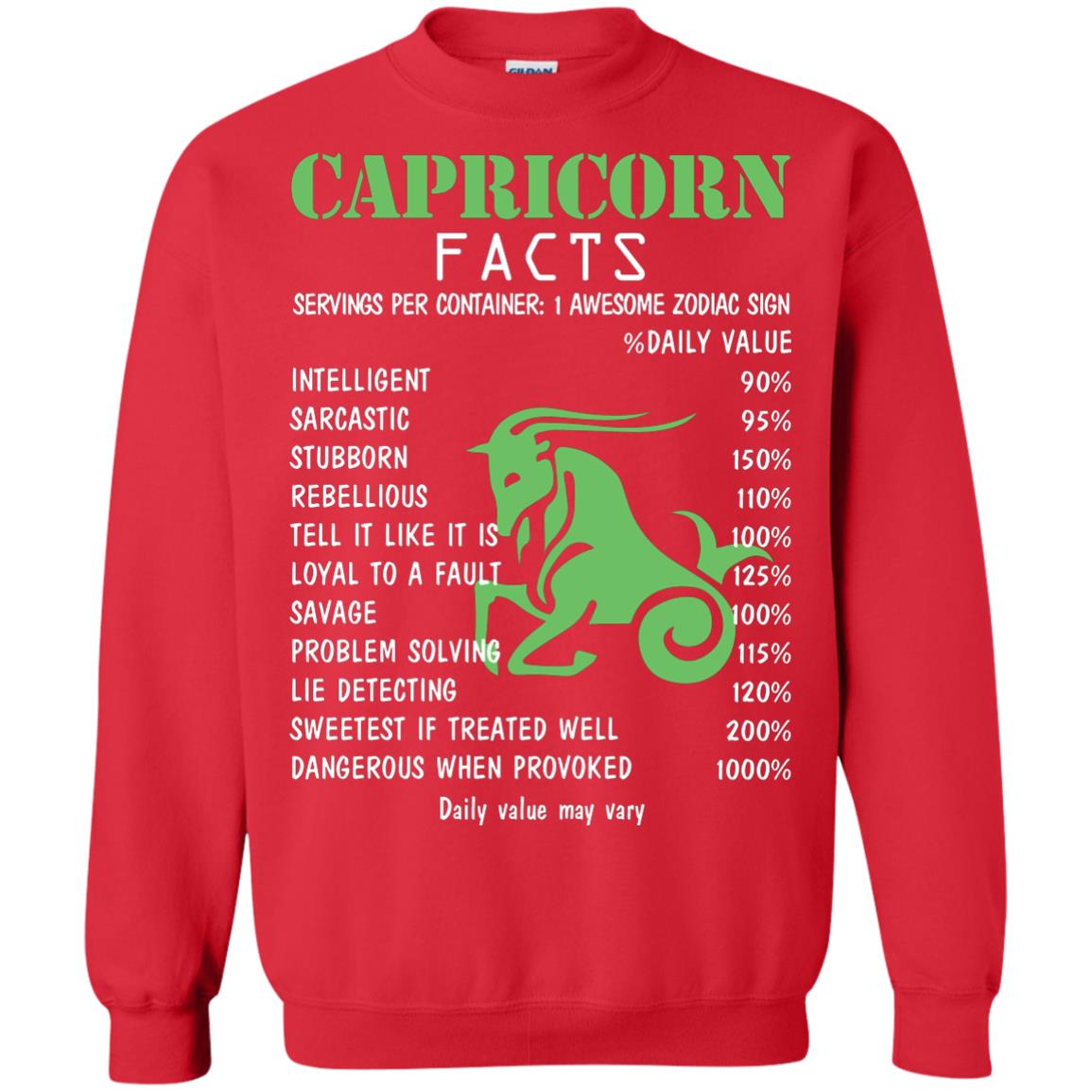 Capricorn Facts 1 Awesome Zodiac Sign Gift Shirt For Capricorn Horoscope Red
