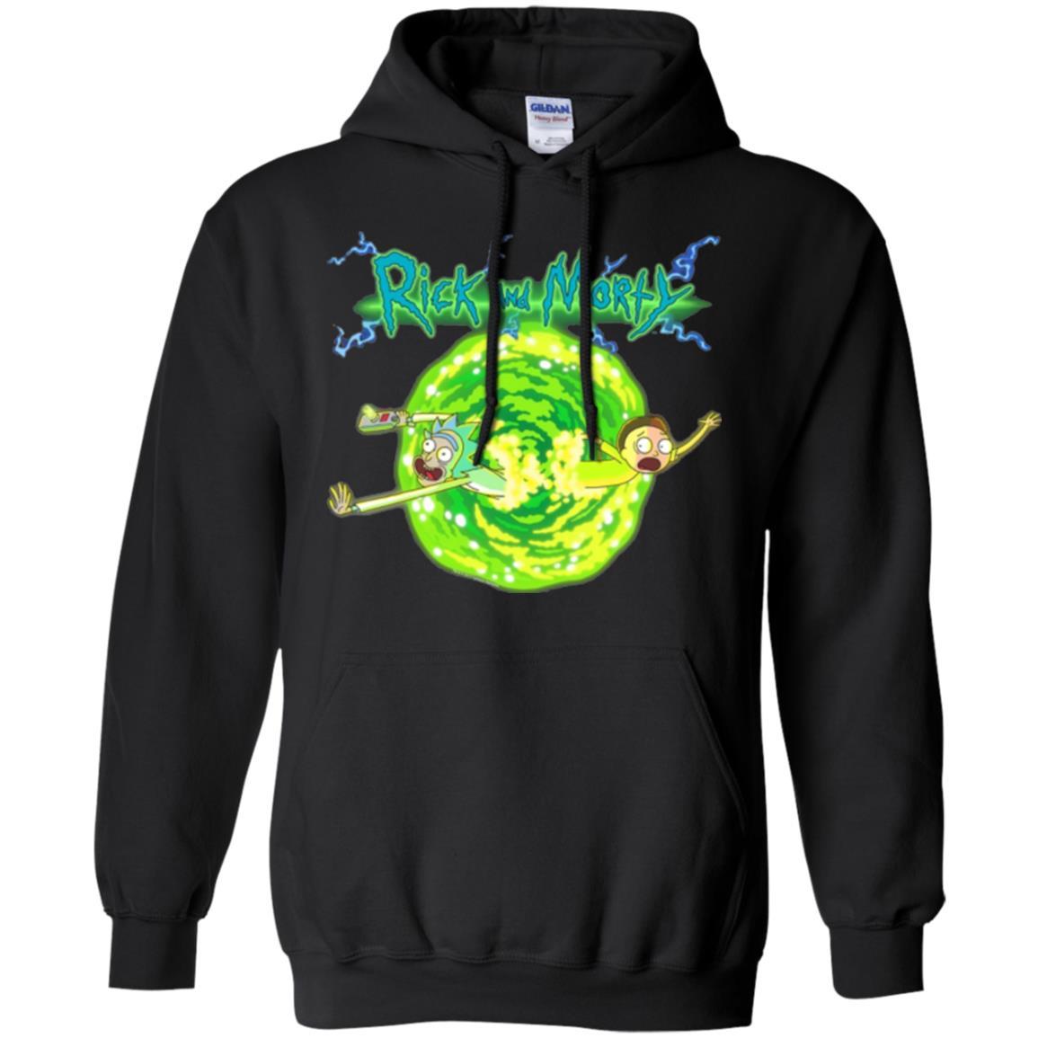 Rick Morty T-shirt Portal Glow Lightning Logo Black