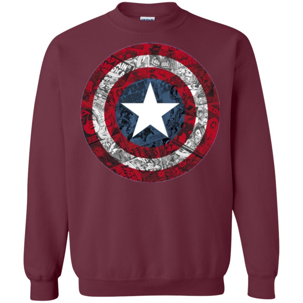Film T-shirt Captain America Avengers Shield Comic Graphic Maroon