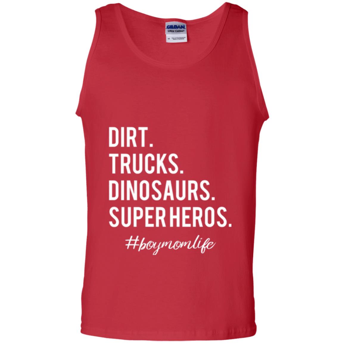 Dirt Trucks Dinosaurs Super Heros #boymomlife Mommy T-shirt Red
