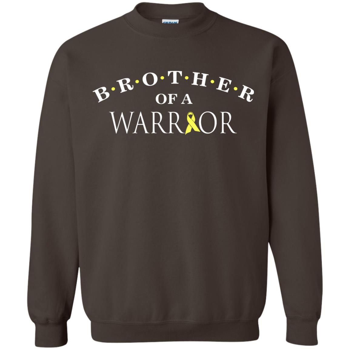 Brother Is A Warrior Childhood Cancer Awareness T-shirt Dark Chocolate