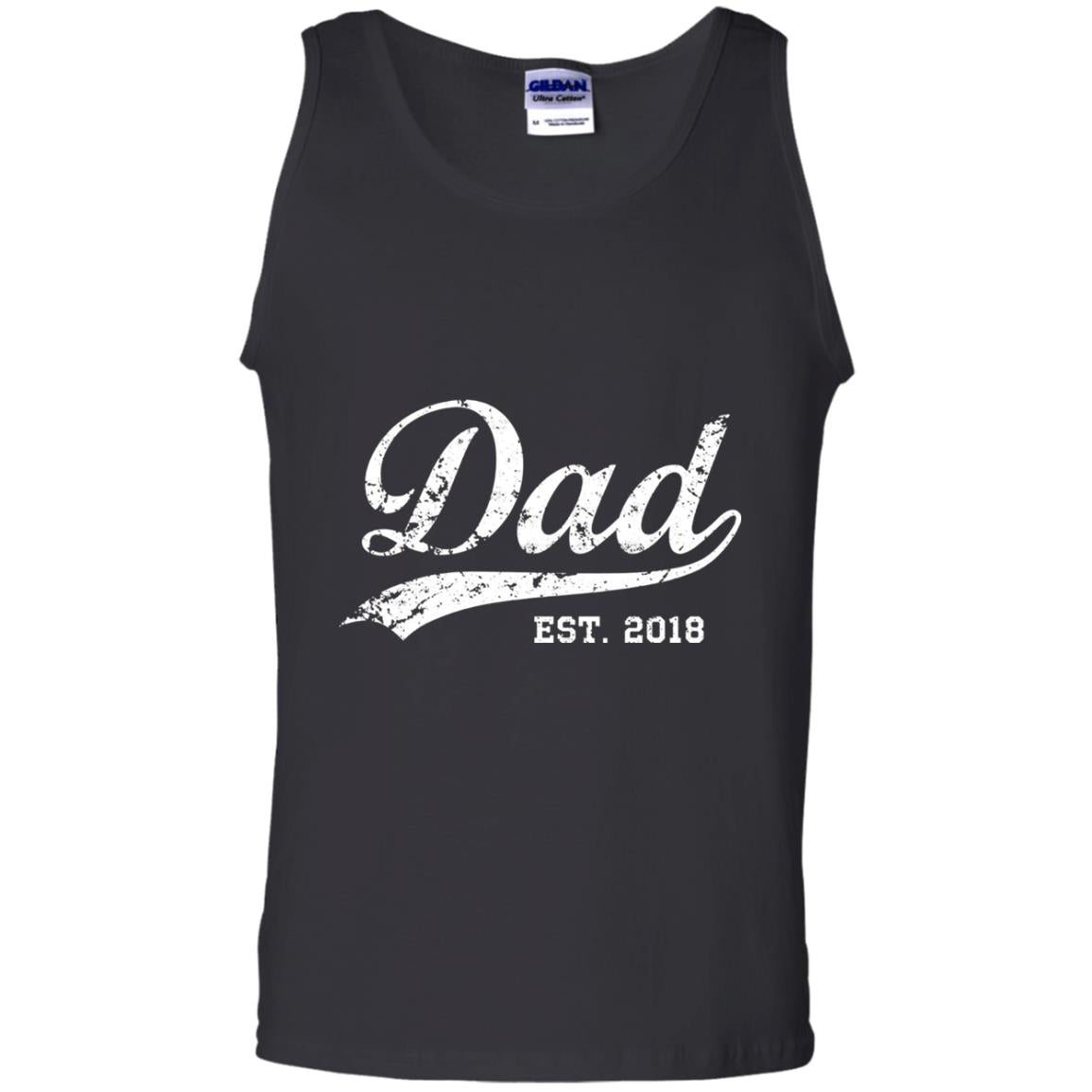 Dad Est. 2018 Vintage New Dad Daddy T-shirt Black