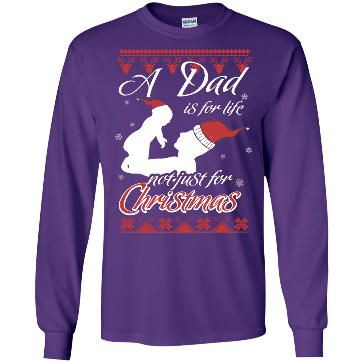 Family T-Shirt A Dad Is For Life Not Just For Christmas Purple