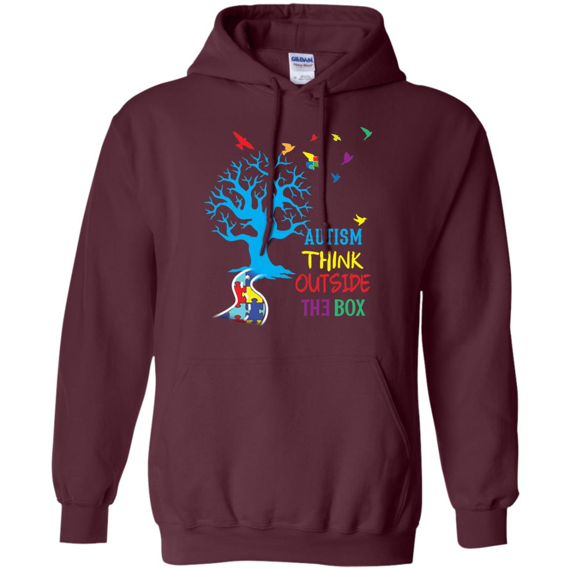 Autism Awareness T-shirt Autism Think Outside Maroon