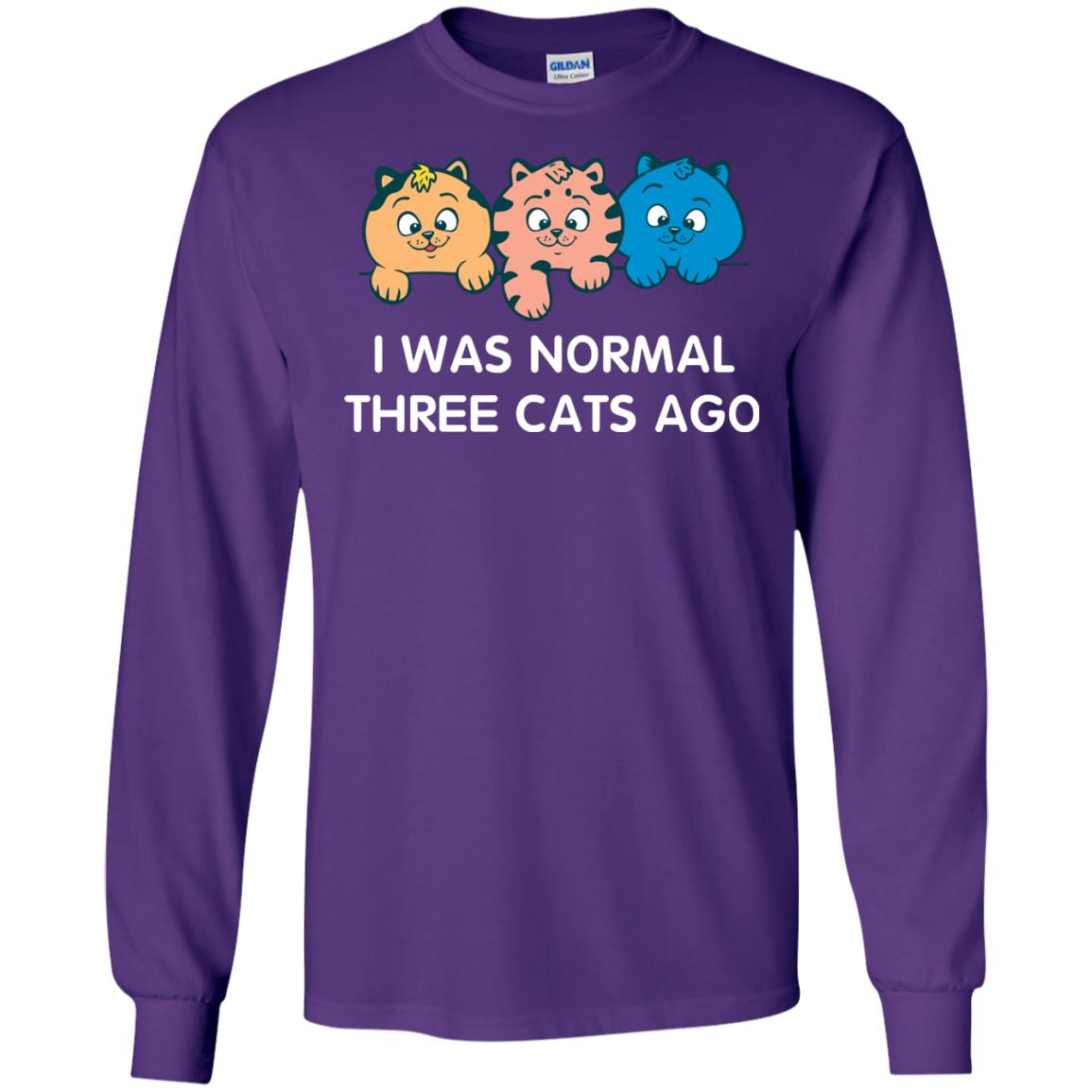 Cat Lover T-shirt I Was Normal Three Cats Ago Purple