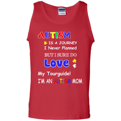Autism Is A Journey I Never Planned But I Sure Do Love My Tourguide Im An Autism Mom Shirt Red