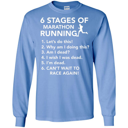 Runner T-shirt 6 Stages Of Marathon Running Carolina Blue