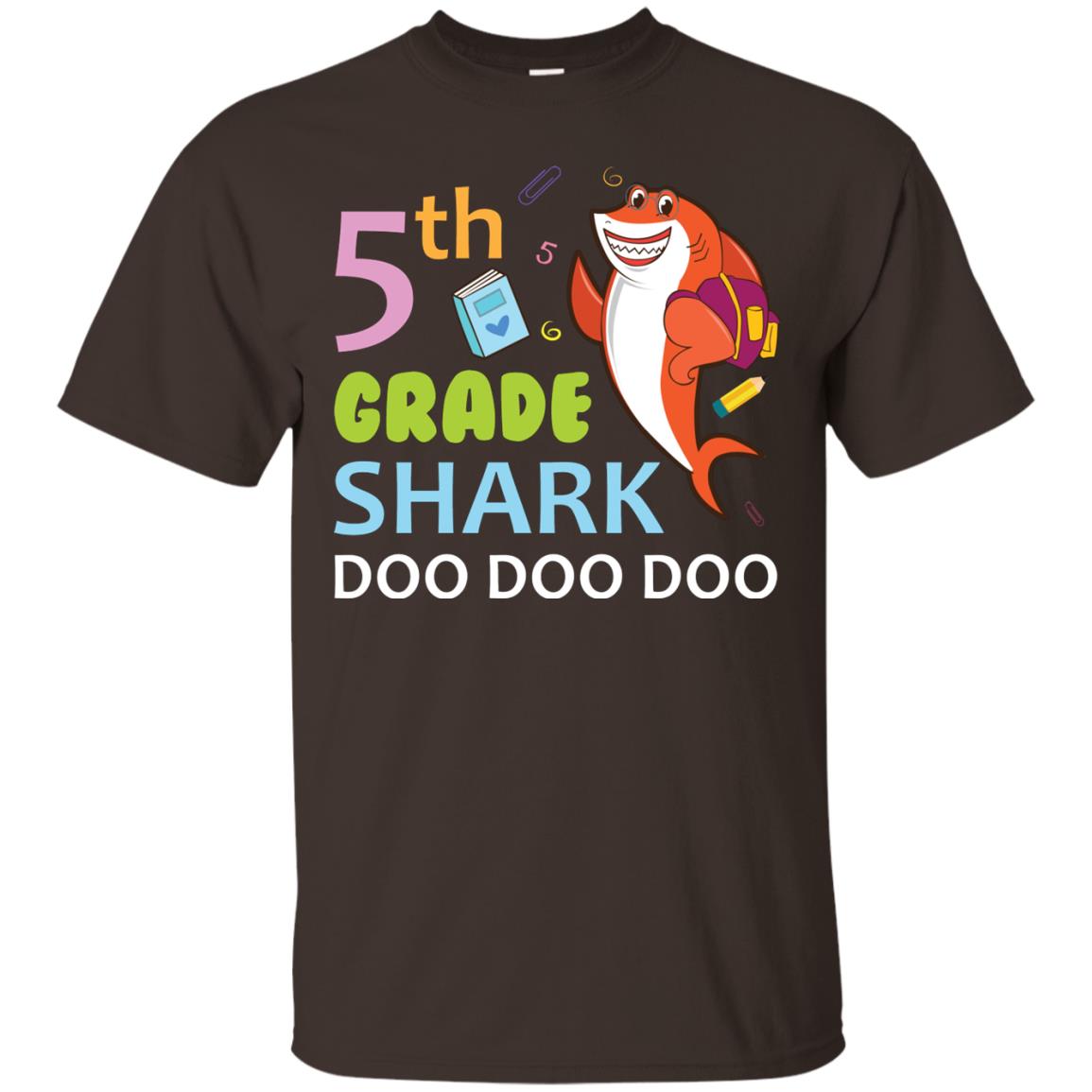 5th Grade Shark Doo Doo Doo Back To School T-shirt Dark Chocolate