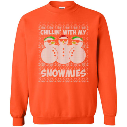 Christmas T-shirt Chillin With My Snowmies Orange